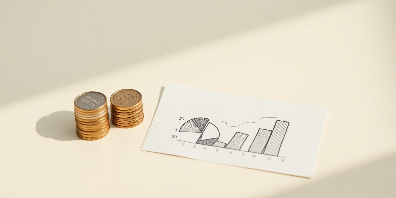 Stacked Australian coins beside a hand-drawn bar chart on cream paper, illustrating aged care home fees and costs in Australia