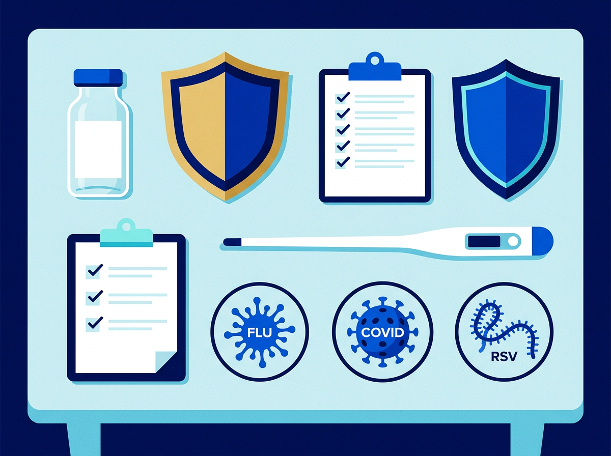 Flu vaccine for seniors checklist comparing enhanced and standard-dose protection in a nursing home