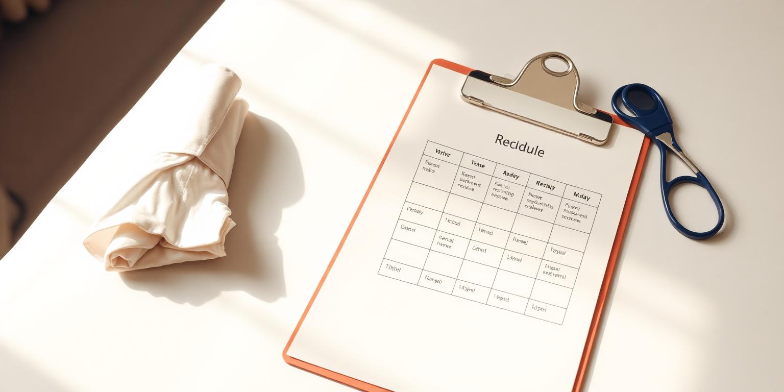 Hospital wristband beside a clipboard with a rehabilitation schedule, illustrating the difference between a skilled nursing facility and a long-term nursing home